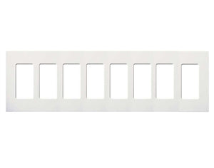 Lutron CW-8-WH (NT-R3R3R3R3R3R3R3R3-FB-WH) Nova T Screwless 8 Gang Wallplate Decora Opening, Fins Broken, in White, Matte Finish