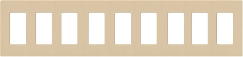 Lutron CW-9-BE (NT-R3R3R3R3R3R3R3R3R3-FB-BE) Nova T Screwless 9 Gang Wallplate Decora Opening, Fins Broken, in Beige, Matte Finish