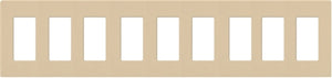 Lutron CW-9-BE (NT-R3R3R3R3R3R3R3R3R3-FB-BE) Nova T Screwless 9 Gang Wallplate Decora Opening, Fins Broken, in Beige, Matte Finish
