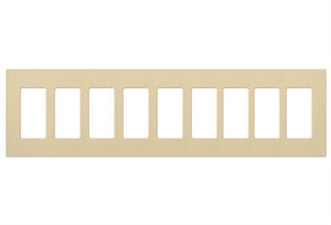 Lutron CW-9-IV (NT-R3R3R3R3R3R3R3R3R3-FB-IV) Nova T Screwless 9 Gang Wallplate Decora Opening, Fins Broken, in Ivory, Matte Finish