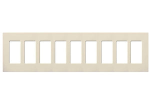 Lutron CW-9-LA (NT-R3R3R3R3R3R3R3R3R3-FB-LA) Nova T Screwless 9 Gang Wallplate Decora Opening, Fins Broken, in Light Almond, Matte Finish