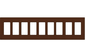 Lutron CW-9-SI (NT-R3R3R3R3R3R3R3R3R3-FB-SI) Nova T Screwless 9 Gang Wallplate Decora Opening, Fins Broken, in Sienna, Matte Finish