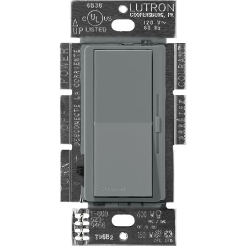 Lutron DVSCELV-300P-SL Diva Satin 300W Electronic Low Voltage Single Pole Dimmer in Slate