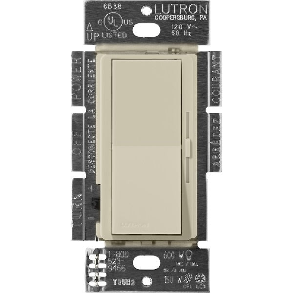 Lutron DVSCELV-303P-CY Diva Satin 300W Electronic Low Voltage 3-Way Dimmer in Clay
