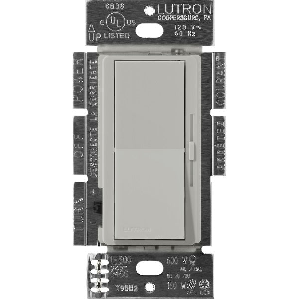 Lutron DVSCF-103P-PB Diva Satin 120V / 8A Fluorescent 3-Wire / Hi-Lume LED Single Pole / 3-Way Dimmer in Pebble
