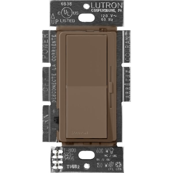 Lutron DVSCSTV-EP Diva Satin 0-10V Control Single Pole/3-Way Preset Dimmer, 50mA Sink, 8A Load in Espresso