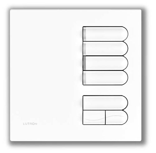 Lutron EGRX-4S-SB European 4-Scene Wallstation with Off and Raise/Lower for Grafik Eye 3000 System in Satin Brass