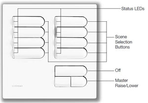 Lutron EGRX-8S-BB European 8-Scene Wallstation with Off and Raise/Lower for Grafik Eye 3000 System in Bright Brass