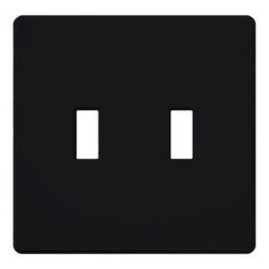 Lutron FG-2-BL Fassada 2-Gang Wallplate, Traditional Opening, Gloss Finish in Black