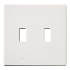Lutron FG-2-WH Fassada 2-Gang Wallplate, Traditional Opening, Gloss Finish in White