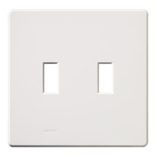 Lutron FG-2-WH Fassada 2-Gang Wallplate, Traditional Opening, Gloss Finish in White