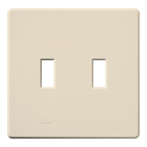 Lutron FG-2B-LA Fassada 2-Gang Wallplate, Traditional Opening, Gloss Finish in Light Almond
