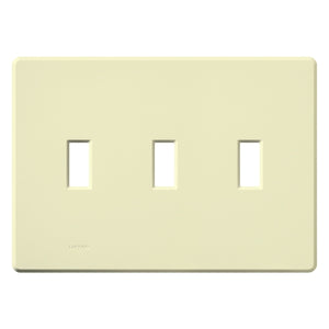 Lutron FG-3-AL Fassada 3-Gang Wallplate, Traditional Opening, Gloss Finish in Almond