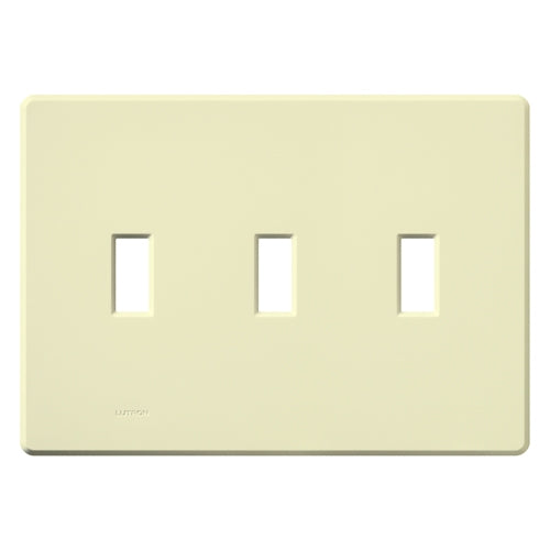 Lutron FG-3-AL Fassada 3-Gang Wallplate, Traditional Opening, Gloss Finish in Almond