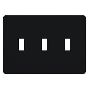 Lutron FG-3-BL Fassada 3-Gang Wallplate, Traditional Opening, Gloss Finish in Black