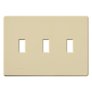 Lutron FG-3-IV Fassada 3-Gang Wallplate, Traditional Opening, Gloss Finish in Ivory