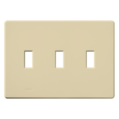 Lutron FG-3-IV Fassada 3-Gang Wallplate, Traditional Opening, Gloss Finish in Ivory