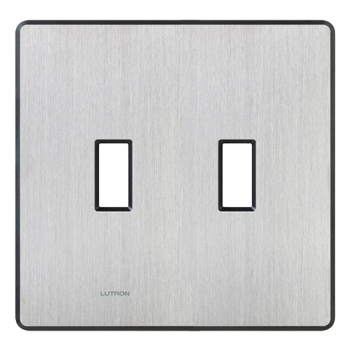 Lutron FW-2-SS Fassada 2-Gang Wallplate, Traditional Opening, in Stainless Steel