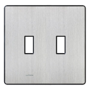 Lutron FW-2-SS Fassada 2-Gang Wallplate, Traditional Opening, in Stainless Steel