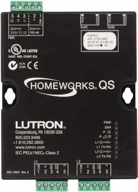 Lutron HQP6-2 HomeWorks QS Processor with QSPS-DH-1-60 Power Supply for Installation in HQ-LV21, L-LV21, L-LV14, or PNL-8 Enclosure