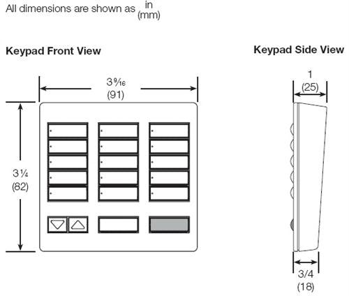Lutron HQR-T5CRL-MN HomeWorks QS RF seeTouch 5-Button with Column Raise/Lower Tabletop Keypad, Midnight
