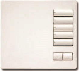 Lutron HQR-T5CRL-SW HomeWorks QS RF seeTouch 5-Button with Column Raise/Lower Tabletop Keypad, Snow