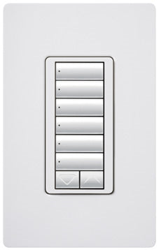 Lutron HQRD-W6BRL-AL HomeWorks QS RF seeTouch Designer 6-Button with Raise/Lower Keypad, in Almond