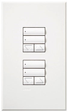 Lutron HQWA-W2RLDN-WH HomeWorks QS Wired seeTouch Architectural Dual Group with Dual Raise/Lower Keypad, Non Insert Style, Matte Finish, in White