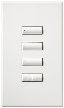 Lutron HQWA-W3BSRLN-IV HomeWorks QS Wired seeTouch Architectural 3-Button with Raise/Lower Keypad, Non Insert Style, Matte Finish, in Ivory