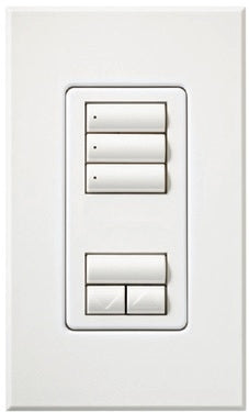 Lutron HQWA-W3SI-AL HomeWorks QS Wired seeTouch Architectural 3-Scene with Raise/Lower Keypad, Insert Style, Matte Finish, in Almond