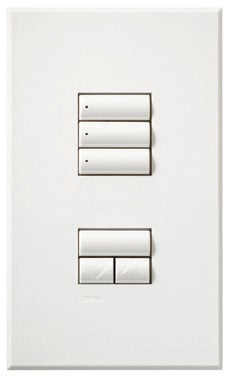 Lutron HQWA-W3SN-IV HomeWorks QS Wired seeTouch Architectural 3-Scene with Raise/Lower Keypad, Non Insert Style, Matte Finish, in Ivory