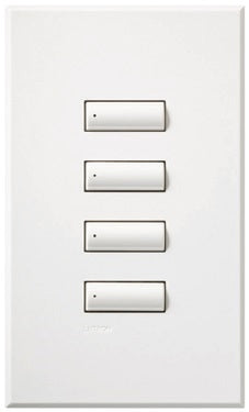 Lutron HQWA-W4BSN-WH HomeWorks QS Wired seeTouch Architectural 4-Button Keypad, Non Insert Style, Matte Finish, in White