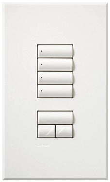 Lutron HQWA-W4SN-BL HomeWorks QS Wired seeTouch Architectural 4-Scene with Raise/Lower Keypad, Non Insert Style, Matte Finish, in Black