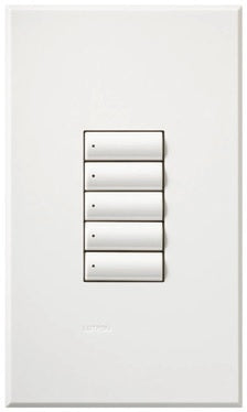 Lutron HQWA-W5BN-IV HomeWorks QS Wired seeTouch Architectural 5-Button Keypad, Non Insert Style, Matte Finish, in Ivory