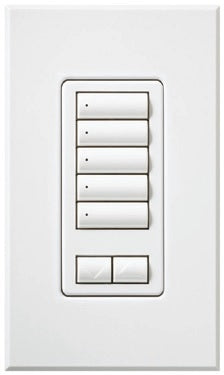 Lutron HQWA-W5BRLI-IV HomeWorks QS Wired seeTouch Architectural 5-Button with Raise/Lower Keypad, Insert Style, Matte Finish, in Ivory