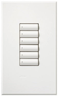Lutron HQWA-W6BN-AL HomeWorks QS Wired seeTouch Architectural 6-Button Keypad, Non Insert Style, Matte Finish, in Almond