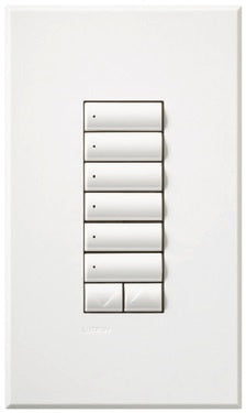 Lutron HQWA-W6BRLN-WH HomeWorks QS Wired seeTouch Architectural 6-Button with Raise/Lower Keypad, Non Insert Style, Matte Finish, in White
