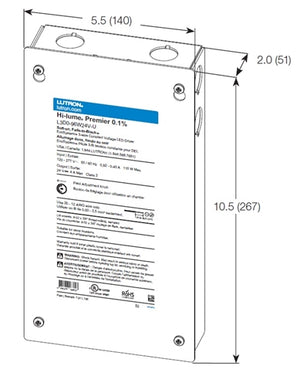 Lutron-L3D0-96W24V-U Hi-lume Premier 0.1% EcoSystem/3-wire Constant Voltage 24V LED Driver with Soft-on, Fade-to-Black