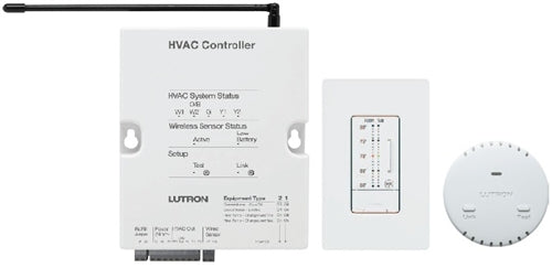 Lutron LR-HVAC-PKG-C-WH Temperature Control Package with Celsius SeeTemp, includes one wireless temperature sensor, one HVAC controller and one Celsius seeTemp wall control