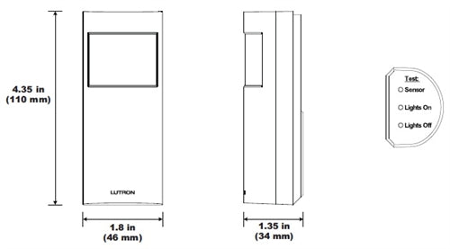 Lutron LRF2-VKLB-P-WH Radio Powr Savr Wireless RF 90 deg Corner-mount Vacancy Sensor, Manual On/Auto-off in White