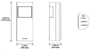 Lutron LRF2-VKLB-P-WH Radio Powr Savr Wireless RF 90 deg Corner-mount Vacancy Sensor, Manual On/Auto-off in White