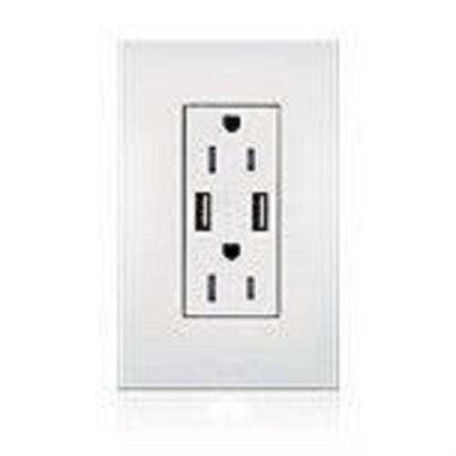 Lutron LTR-15-UBTR-AL New Architectural 15A Tamper Resistant USB Receptacle, Wallplate Not Included, in Almond