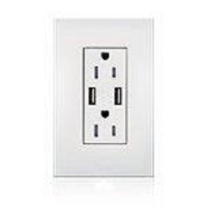 Lutron LTR-F15-UBTR-BE New Architectural 15A Tamper Resistant USB Receptacle, Wallplate Included, in Beige