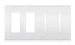 Lutron LWT-TTGG-WH New Architectural Wallplate 4 Gang, New Architectural and Grafik T Opening, in White, Matte Finish