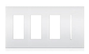 Lutron LWT-TTTG-CWH New Architectural Wallplate 4 Gang, New Architectural and Grafik T Opening, in Clear White Glass