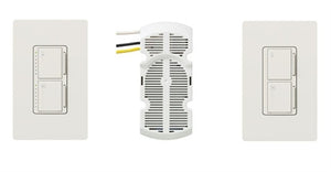 Lutron MA-LFQ3-WH Maestro 300W Dimmer & 120V / 1A Quiet Fan Controller Package with Companion Fan Control in White