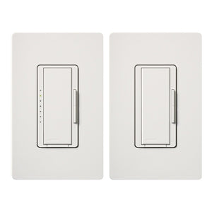 Lutron MACL-153M-RHW-WH Maestro Dimming Package 600W Incandescent, 150W CFL or LED Single Pole / 3-Way Dimmer and Companion Dimmer in White