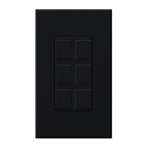 Lutron NT-6PF-BL Nova T Field-Customizable 6 Port Frame in Black, Matte Finish