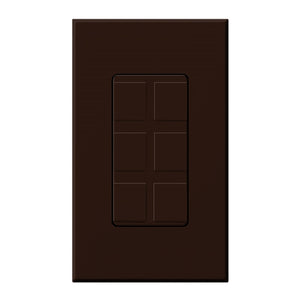 Lutron NT-6PF-BR Nova T Field-Customizable 6 Port Frame in Brown, Matte Finish