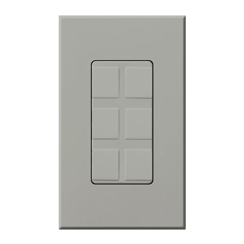 Lutron NT-6PF-GR Nova T Field-Customizable 6 Port Frame in Gray, Matte Finish